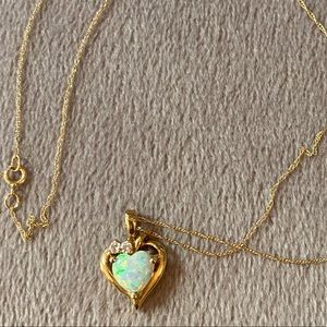 14kt Gold Necklace with Gold Opal & Diamonds